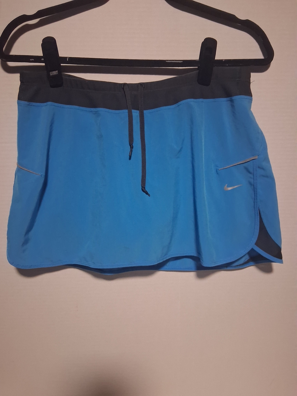 Nike Blue and Black Athletic Skort with Drawstring Waistband Size M